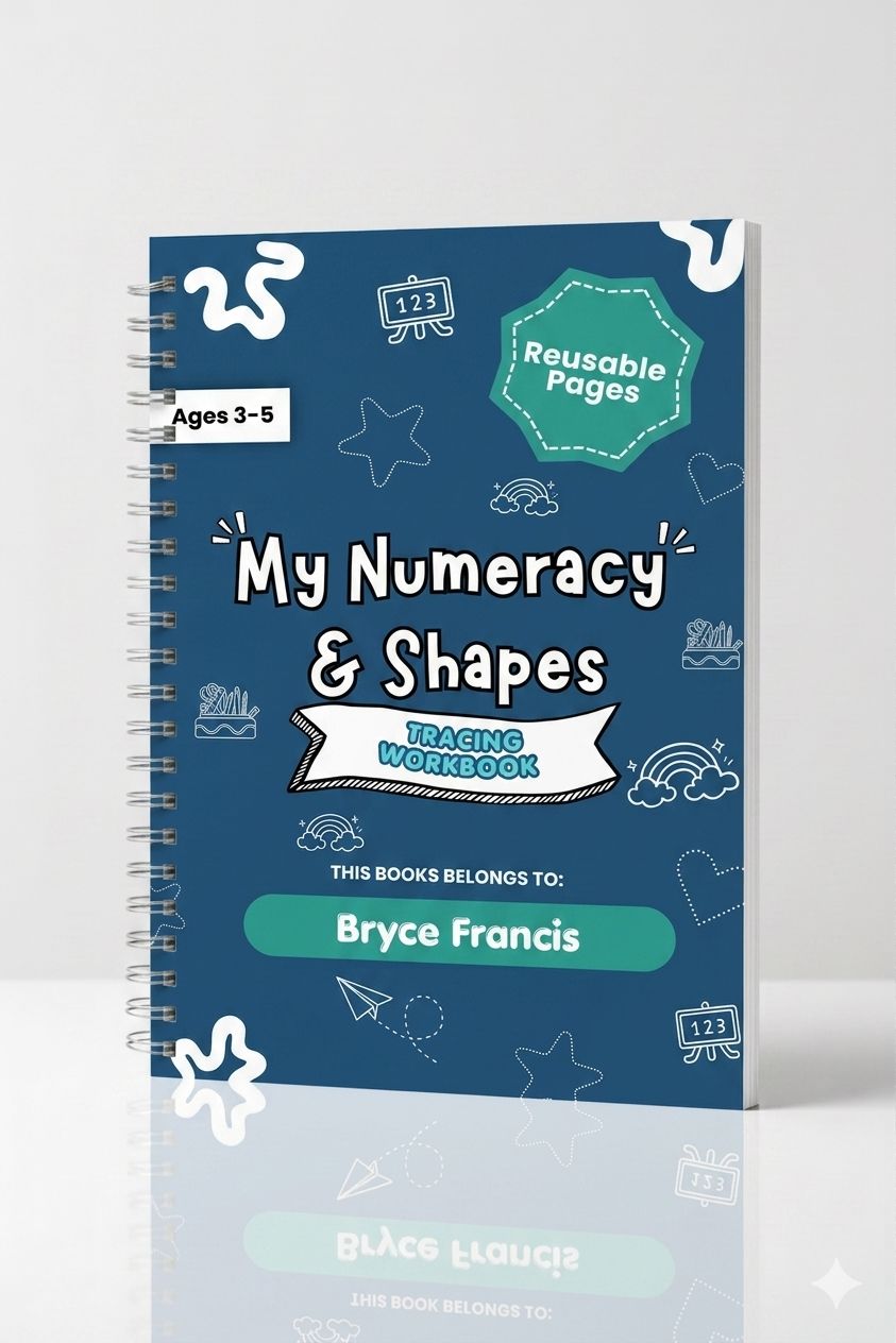 Numeracy & Shapes Tracing Workbook Age 3+