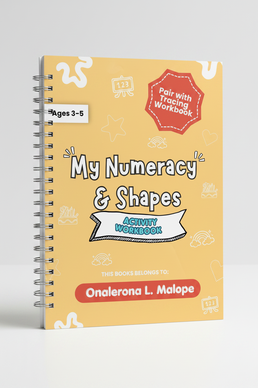 Numeracy & Shapes Workbook Upright Mockup