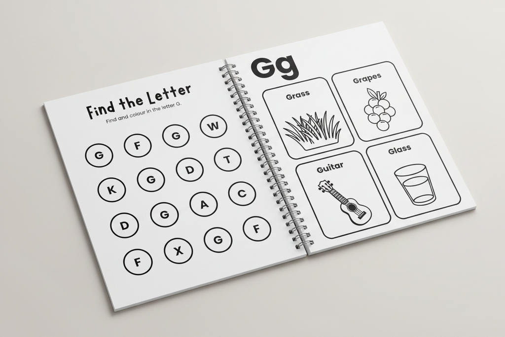 Open Book Mockup - Find the Letter & Gg
